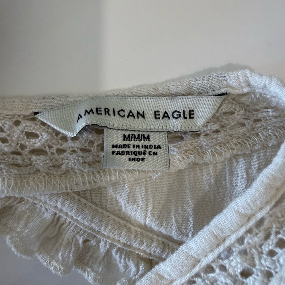 American Eagle Lace Peasant Blouse size Medium Boho Romantic Ethereal Victorian - Picture 2 of 9